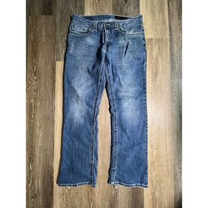 Axel Wolcott Jeans Mens 32x32 Blue Vintage Bootcut Distressed Contrast Stitch